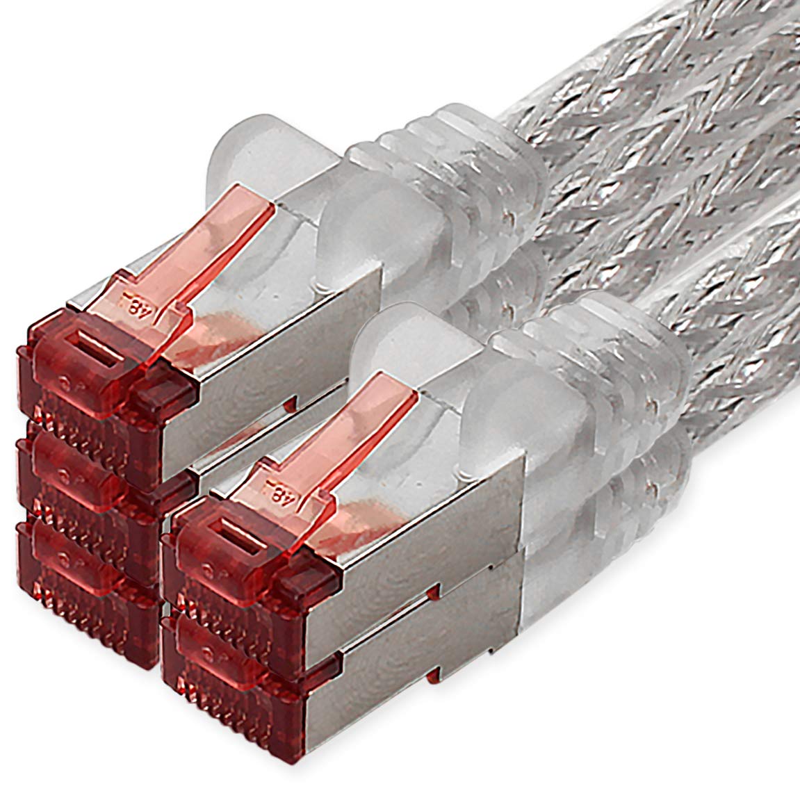 freiwerk Network cable Cat.6 7.5 m transparent - 5 x Ethernet cable Lankabel Cat6 Lan network cable Sftp Pimf patch cable 1000 Mbit s