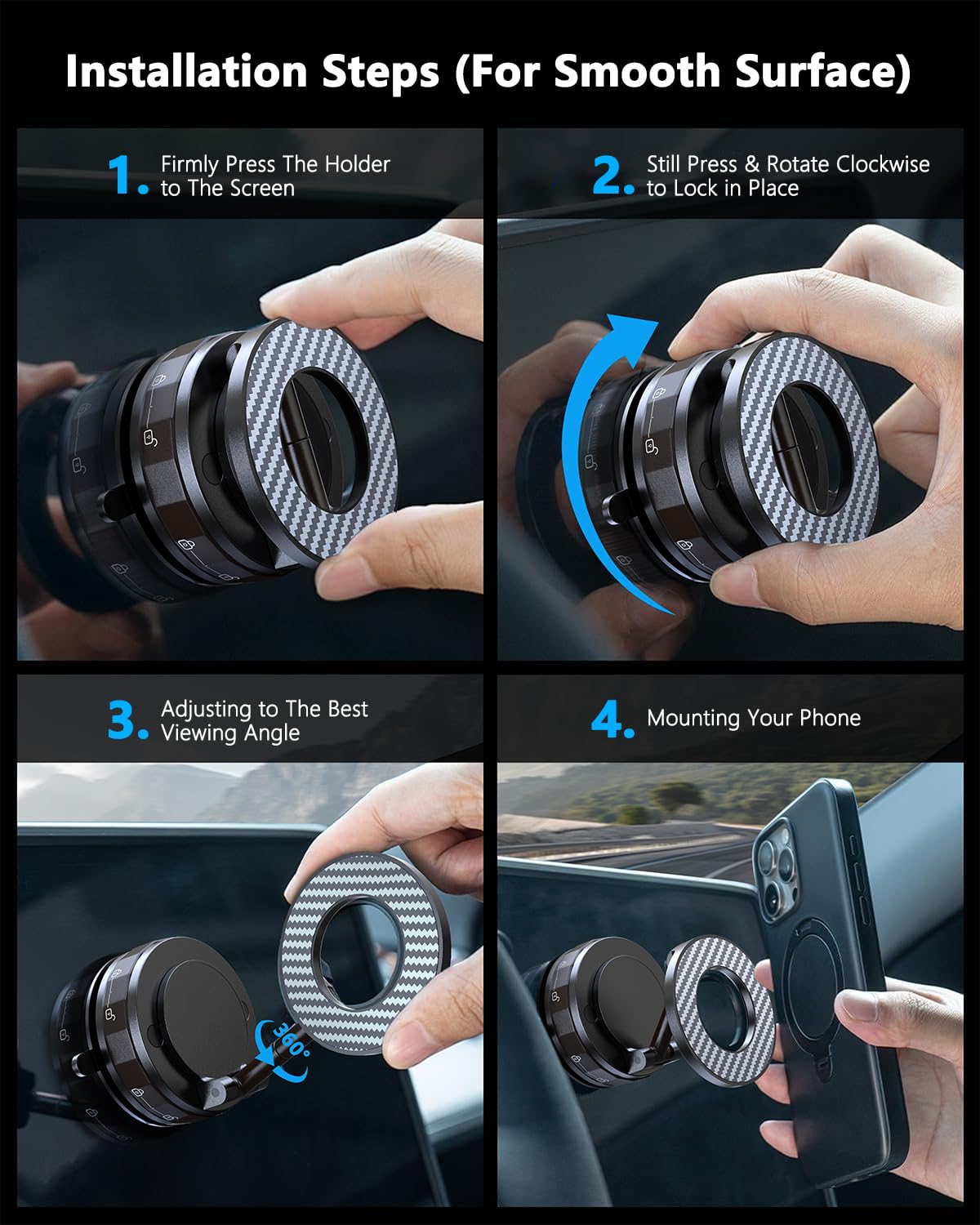 Vacuum Magnetic Car Phone Holder for Mag-Safe [89+LBS Suction & 3200gf Magnetic] 360° Adjustable Ultra Suction Cup Phone Holders for Your Car, Car Mount for iPhone 17 Pro Max 16 15 14 13 12 Air Plus
