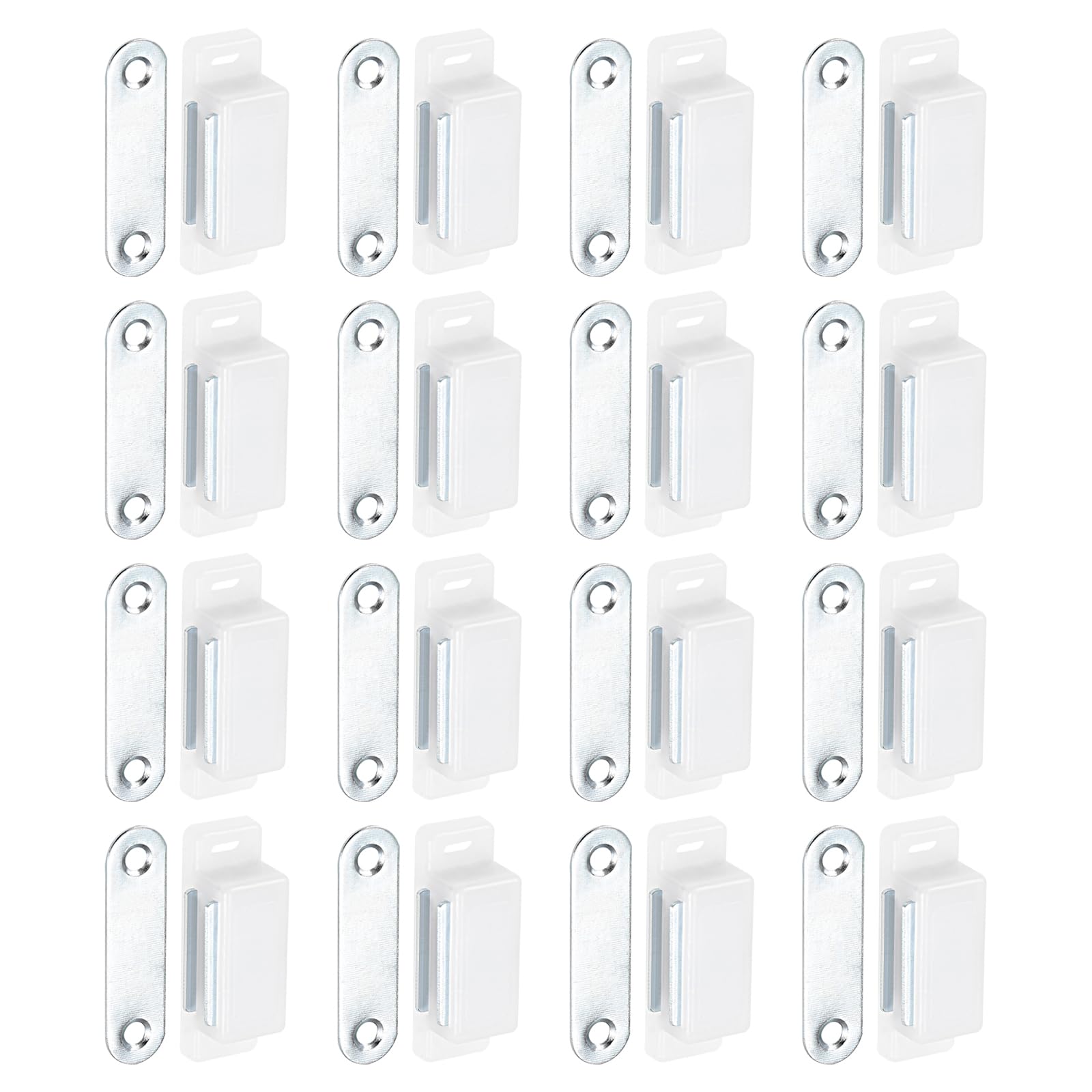 DTGN 45x16mm(LxW) Magnetic Touch Latch - 16 Pack - Good for Kitchen Cupboard Drawer Furniture - Plastic Magnetic Catch Latch Closures - White