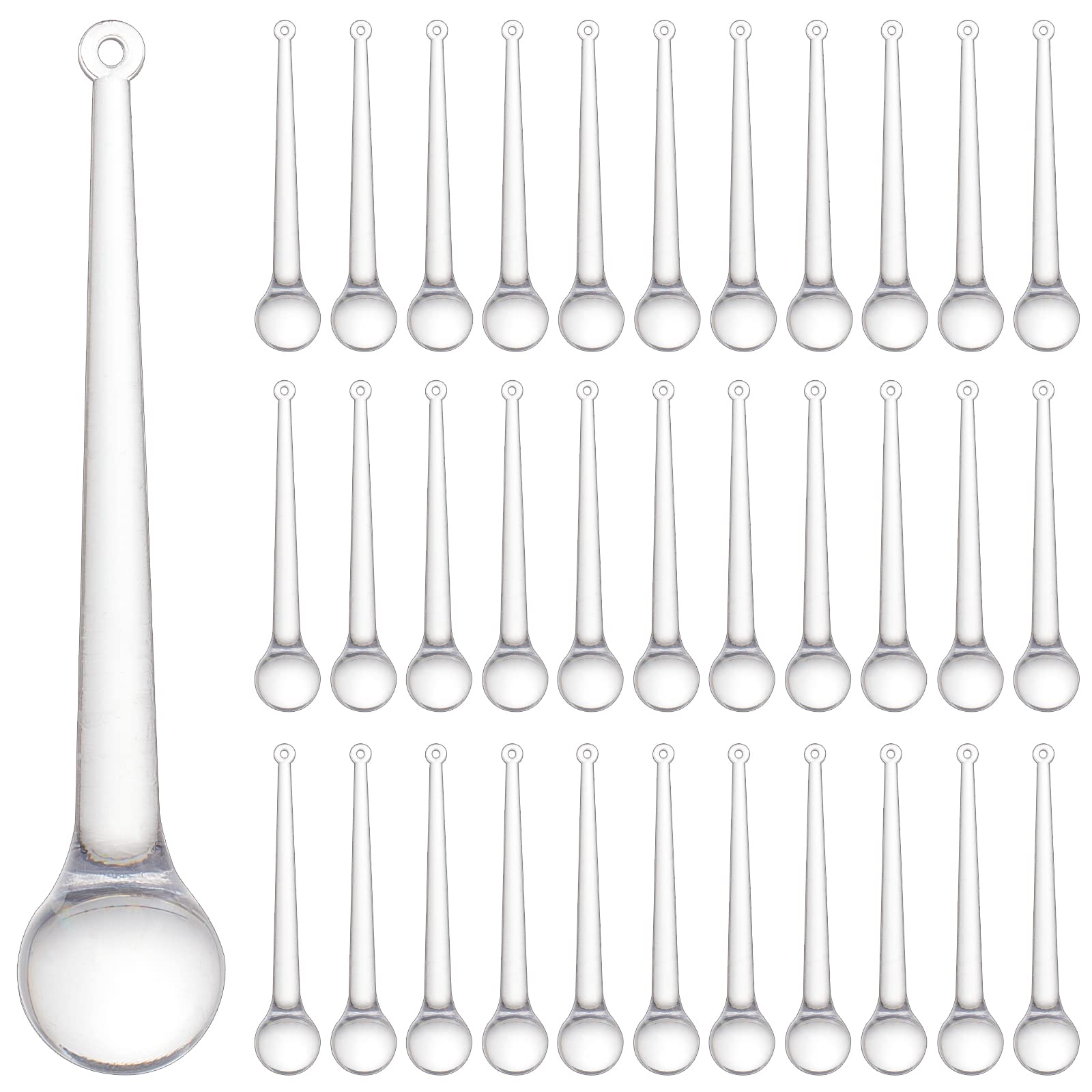 SUPERFINDINGS 50Pcs Teardrop Acrylic Big Pendants Clear Hanging Chandelier 3.88x0.75inch Crystal Drop Chandelier Pendant for Parts Wedding Party Christmas Tree Decorations Ornaments