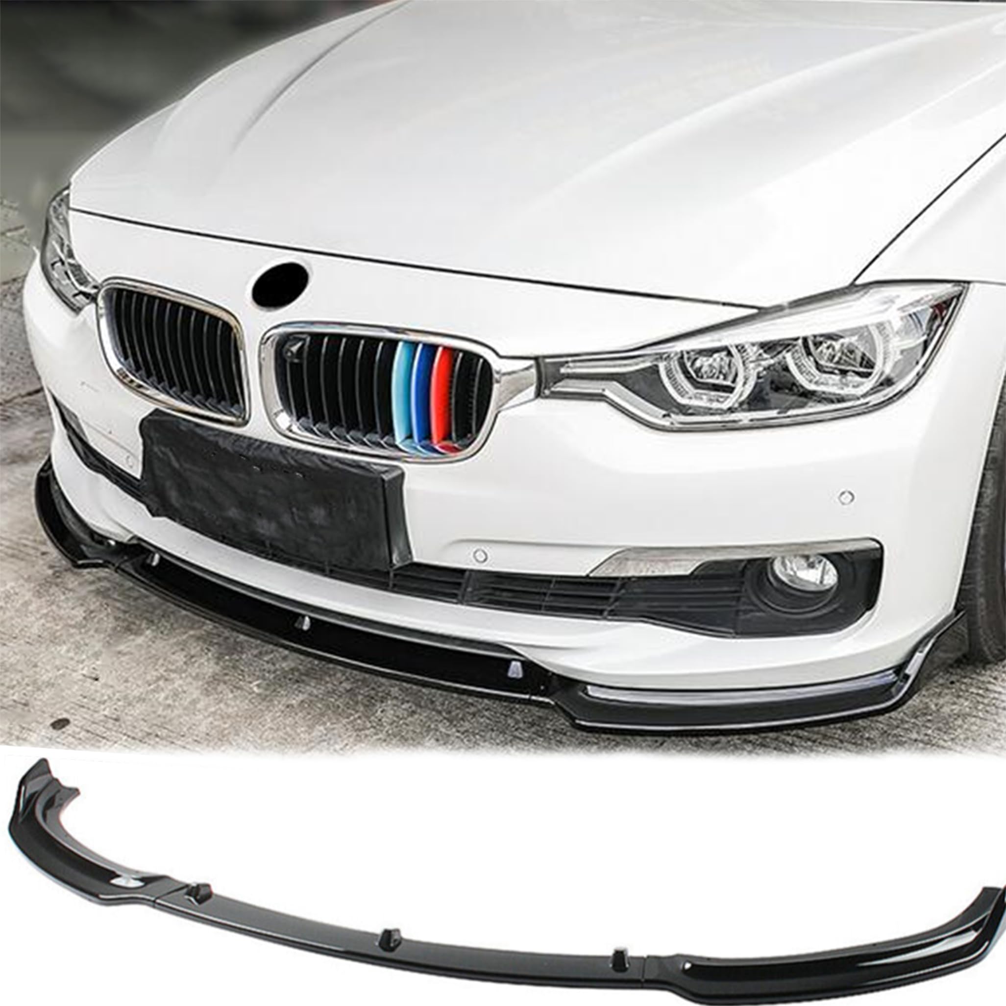 Photo 1 of MUTUSAISI Front Bumper Lip Splitter Spoiler Compatible with 2012 2013 2014 2015 2016 2017 2018 BMW F30 F31 Base 318i 320i 328d 330e 330i 340i Accessories ?Gloss Black?