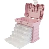 Stalwart Portable Tool Box for Women or Men, Pink | Small Parts Organizer with Drawers and Customizable Compartments for Hardware, Fishing Tackle Box, Beads or Crafting Supplies