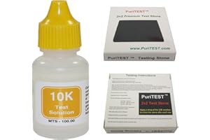 PURITEST 10K Gold Test Solution Tester Acid Bottle + 2x2 Testing Stone! Detect Scrap Nuggets Metal Jewelry Kit