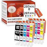 10 Pack 280XXL 281XXL Ink Cartridges Replacement for Canon 280 281 Ink Cartridge PGI-280XXL CLI-281XXL for TR8620a TR8520 TR8620 TR8600 TR7520 TS6120 TS6220 TS9120 TS8220 TS6320 TR8622 Printers