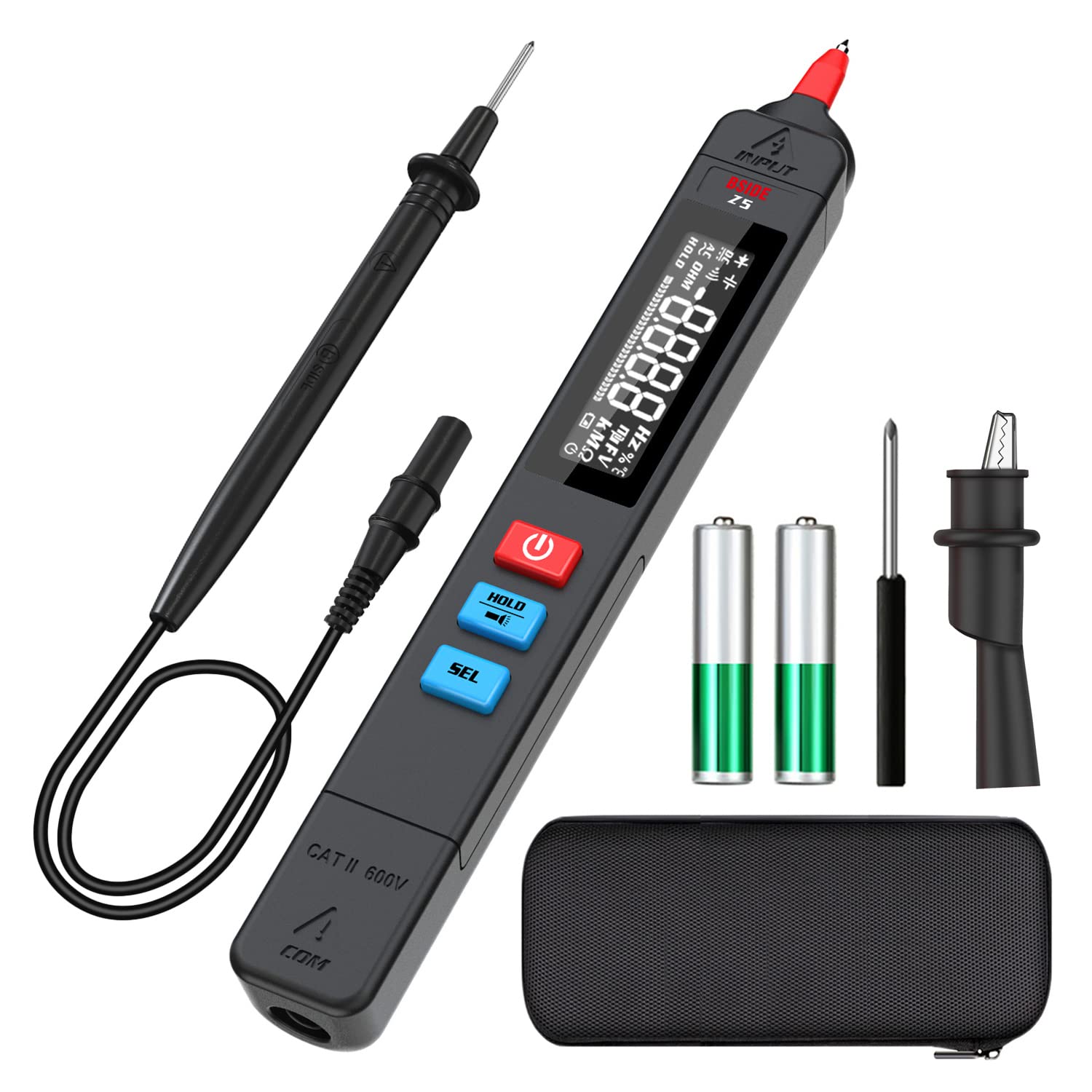 BSIDE Digital Multimeter Pen-Type EBTN LCD 6000 Counts Portable Voltmeter Capacitance Diode Ohm Hz V-Alert Live Check Voltage Tester for Electronic Maintenance
