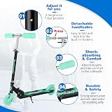 BELEEV V1 Kids Scooter 2 Wheels Folding Adjustable 3-12 Black Teal view 5