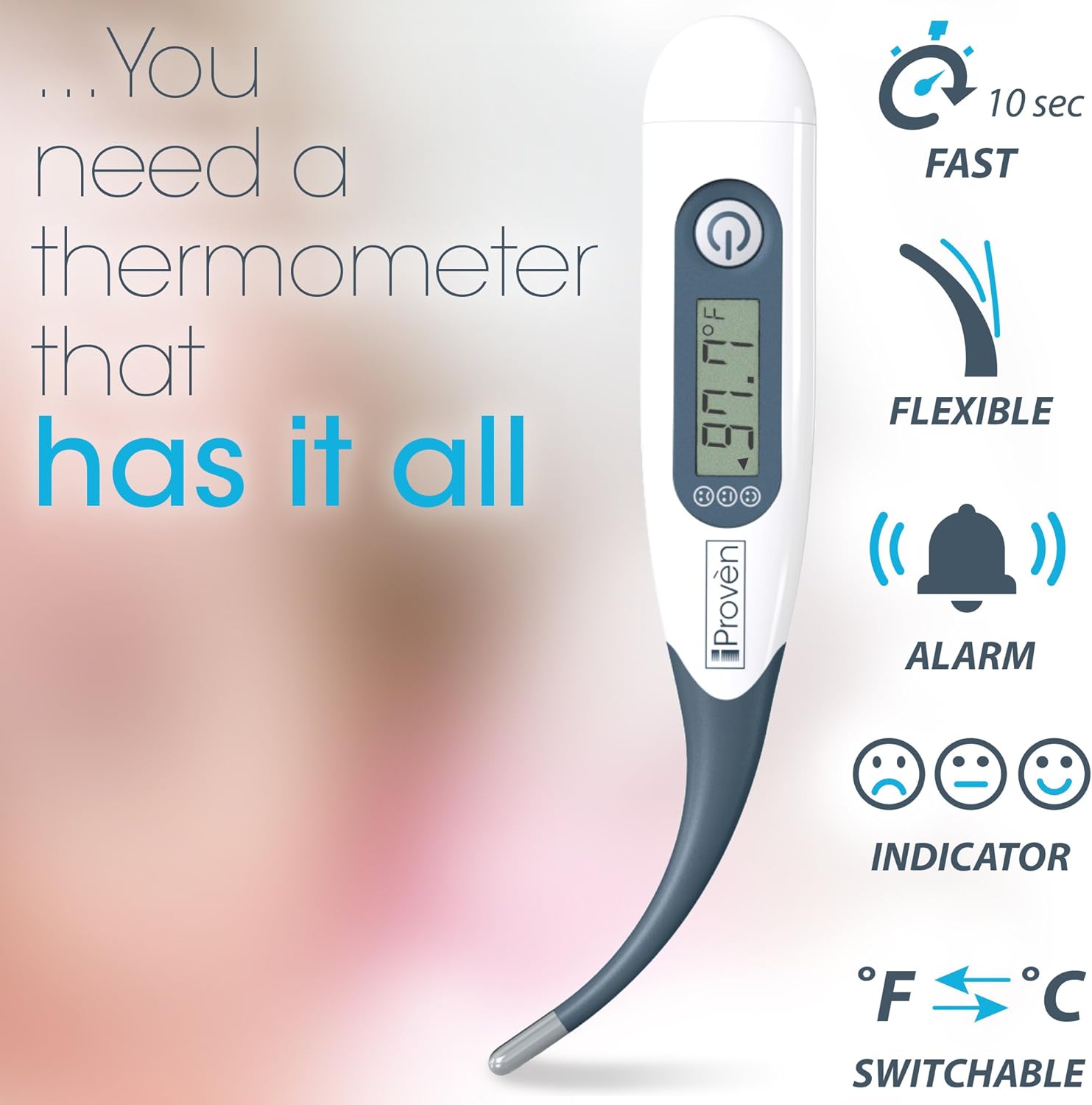 iProven Dt-R1221AWG Medical Thermometer, Oral & Rectal Thermometer with Fever Indicator: Health & Personal Care