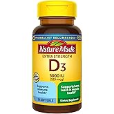 Nature Made Extra Strength Vitamin D3 5000 IU (125 mcg), Dietary Supplement for Bone, Teeth, Muscle and Immune Health Support