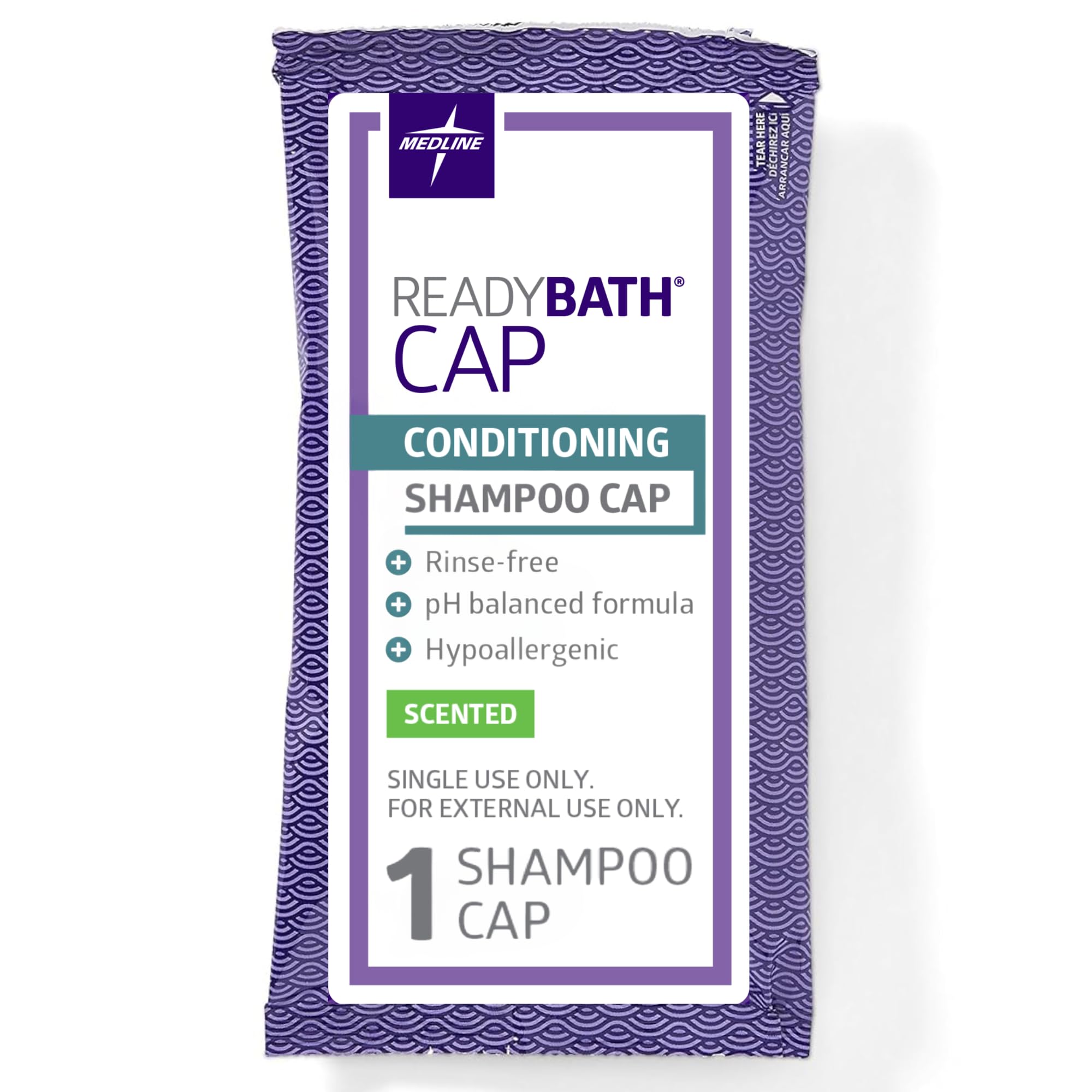Photo 1 of Medline ReadyBath Scented Rinse-Free Shampoo Cap with Conditioner, 30 Count