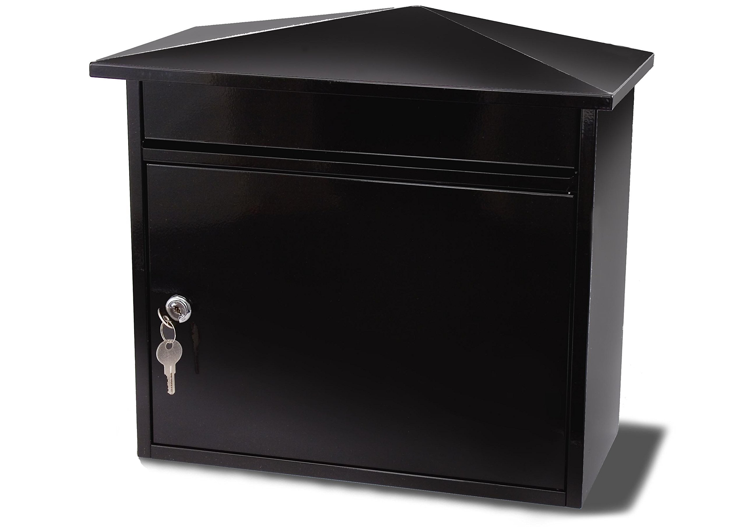 Burg-Wachter MB15BK Mersey Large Wall Mounted Galvanised Steel Post Box , Black 36x35x20cm