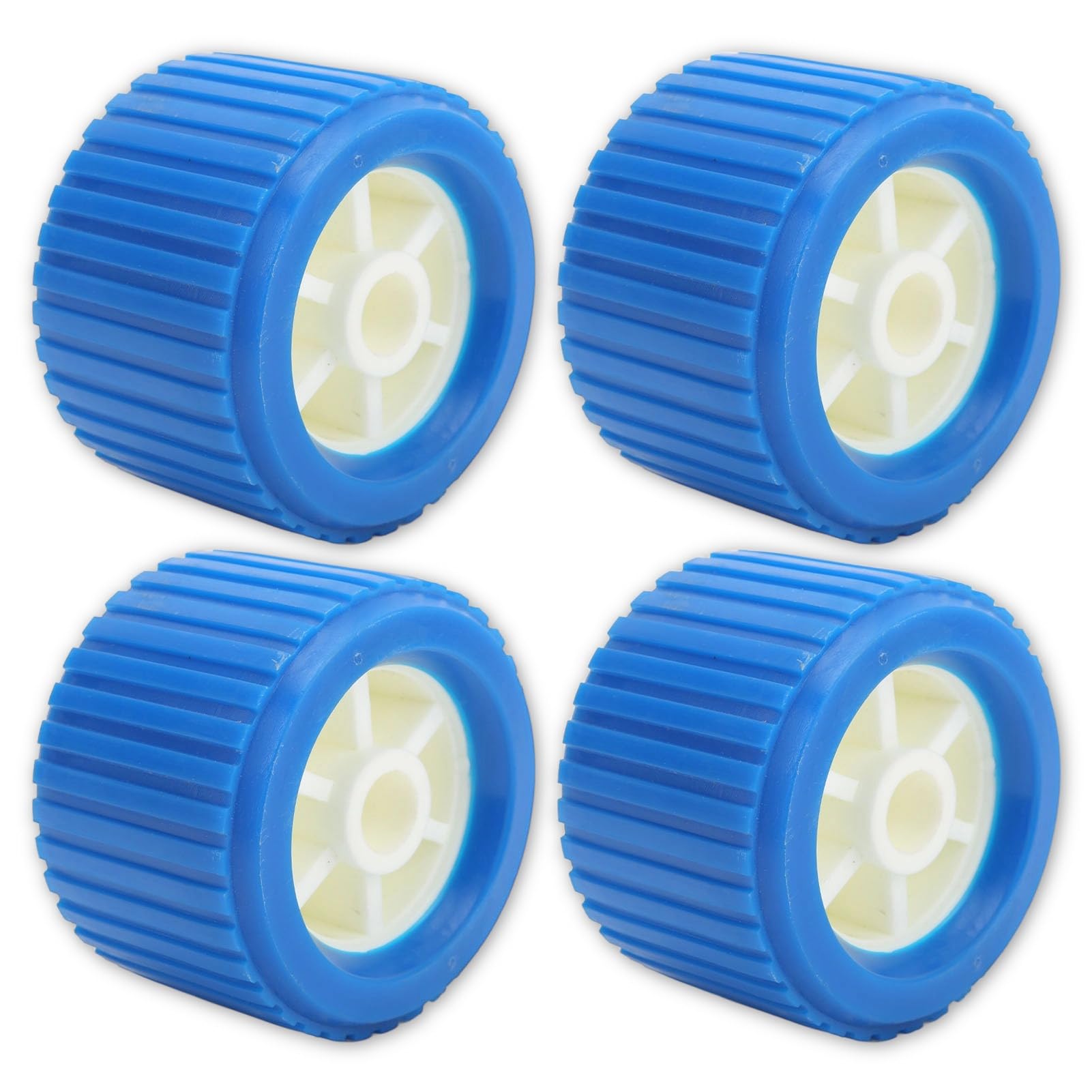 EIMSOAH Ribbed Wobble Roller 4PCS Blue 108x75x19mm Boat Trailer Roller Bow Roller for Yacht Marine Trailer Guides
