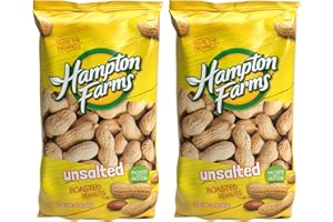Hampton Farms - USA Grown All-Natural - Fancy Roasted In-Shell Unsalted Peanuts - 10 oz. Bags - 2 Pack