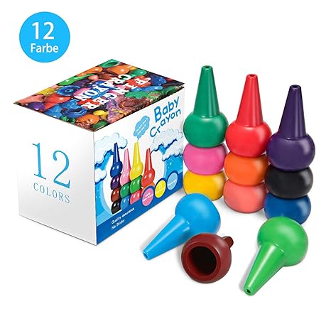 Keten Kleinkinder Wachsmalstifte Handflächengriff Wachsmalstifte, 12 Farben Farbstifte für Kleinkinder, Waschbare, Sichere un