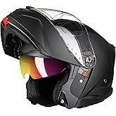 ILM Motorcycle Helmet Modular Full Face for Men Women DOT ECE Powersports Motorbike Street Racing Model B-711(Matte Black,L)