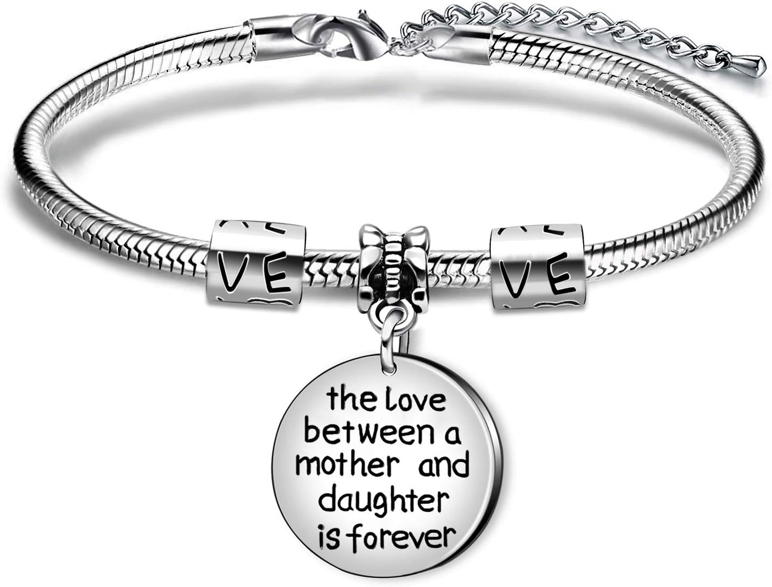 FANQIEJIANG Bangle Bracelet Mom Mother Day Family Adjustable Women Girl - The Love Between Mother and Daughter is Forever