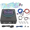 KeruRome 10" 600W Slim Under Seat Powered Car Subwoofer, Sealed Active Subwoofer, Car Audio Subwoofers Truck Box, Compact Enclosed Active Underseat Car Audio Subwoofer, Powered Subwoofer Car