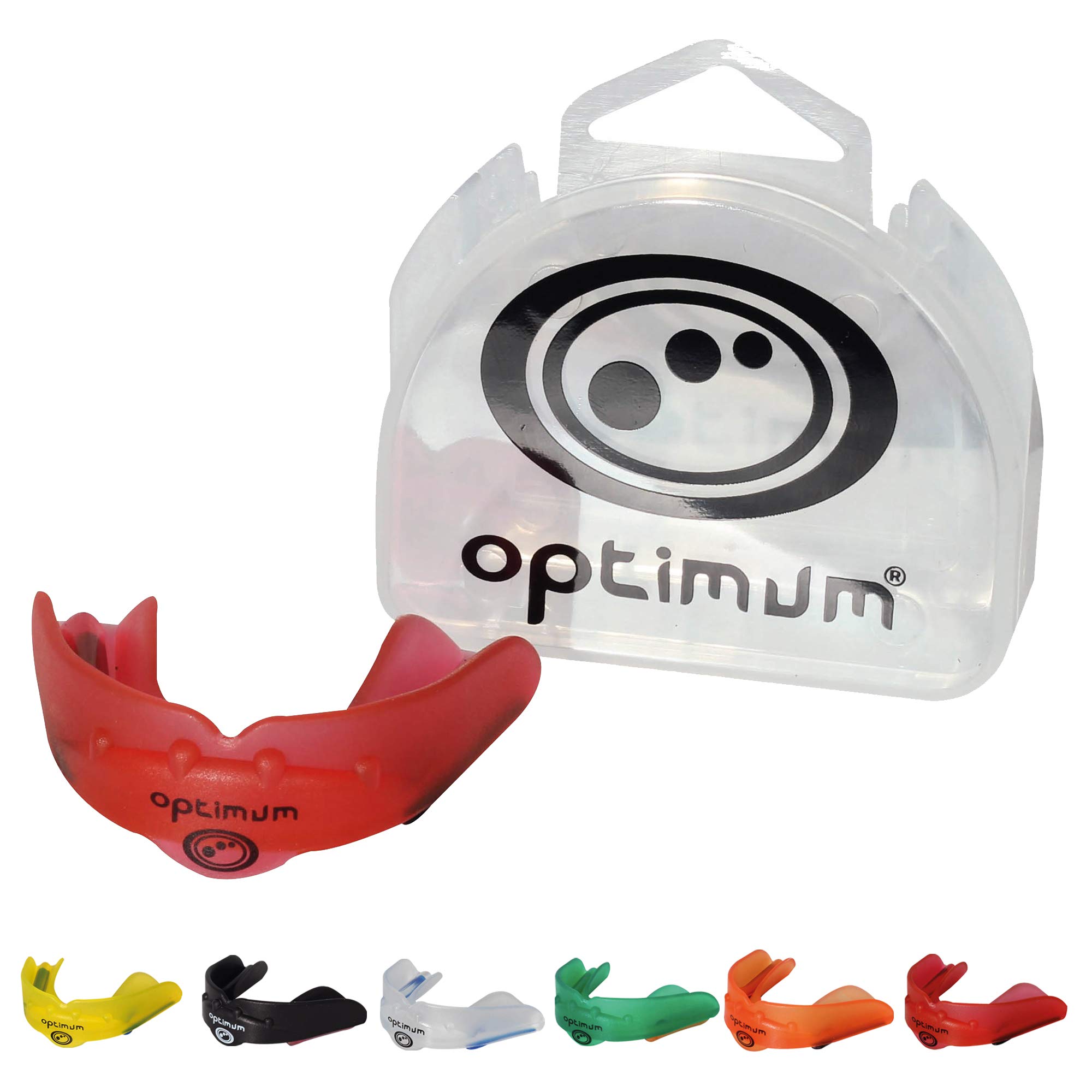 Optimum Matrix Mouthguard Gum Shield Slim Fit with Case for Rugby Hockey Boxing MMA Martial Arts Judo Karate Taekwondo Contact Sports - Red, Junior