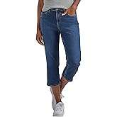 Lee Women's Midrise Denim Capri Jeans/Pants (Stormy Lines Medium Wash) (US, Numeric, 22, Regular, Regular, Medium Wash Stormy Lines)