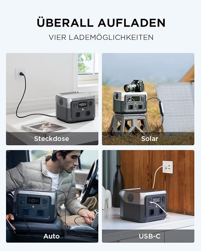 EcoFlow RIVER 2 Max tragbare Powerstation, 512Wh Solargenerator mit LiFeP04