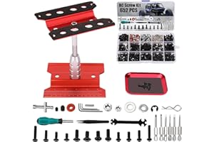 KIMAPESO RC Car Repair Work Stand 652 PCS Screw Kit with Srew Tray RC Repair Kit Universal RC Screw Set for Arrma Redcat Traxxas Axial HPI Losi 1/8 1/10 1/12 1/16 Scale RC Cars Trucks Crawler