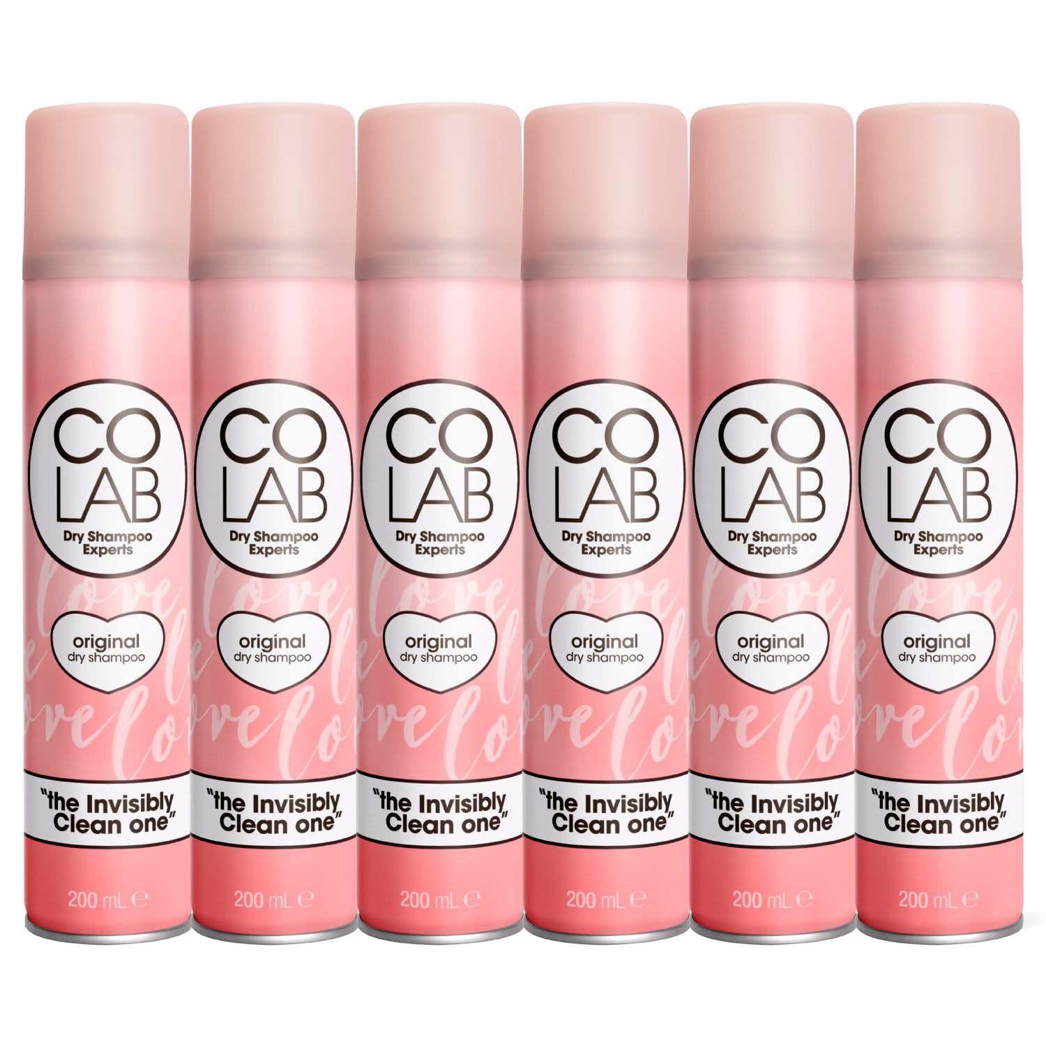 COLAB Dry Shampoo, Original, 200ml, Pack of 6 - No Fuss, All Hair Types, Fresh Scent