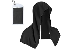Aastin Cooling Towels for Hot Weather, Cooling Hat Keep Cool in The Heat, UPF 50+ Sun Protection, Instant Cooling Hoodie Towels for Neck and Face on Working, Camping, Hiking, Riding (Black)