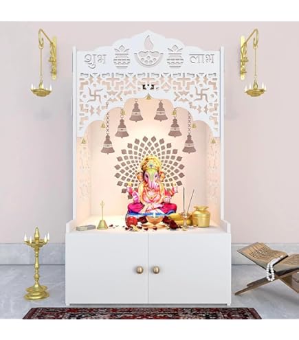 DIVOKAH® Mooie MDF Houten Tempel/Pooja Mandir voor Thuis en Kantoor/Wandmontage Tempel/Puja