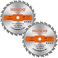 KENDO 2-Pack 10 Inch 40T&60T Carbide-Tipped Circular Saw Blade with 5/8 Inch Arbor, Professional ATB Finishing Woodworking Miter/Table Saw Blades for Plywood, Laminate, Ripping Wood