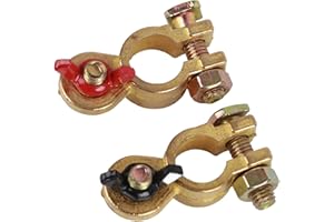 Haofy 2pcs Universal Battery Terminal Clamps Pure Copper Positive Negative Top Post Connectors with Excellent Electrical Cond