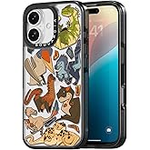 Bouvardia for iPhone 16 Case, Cute Design for Women & Girls, Protective & Aesthetic, Gray Bumper - Dinosaurs