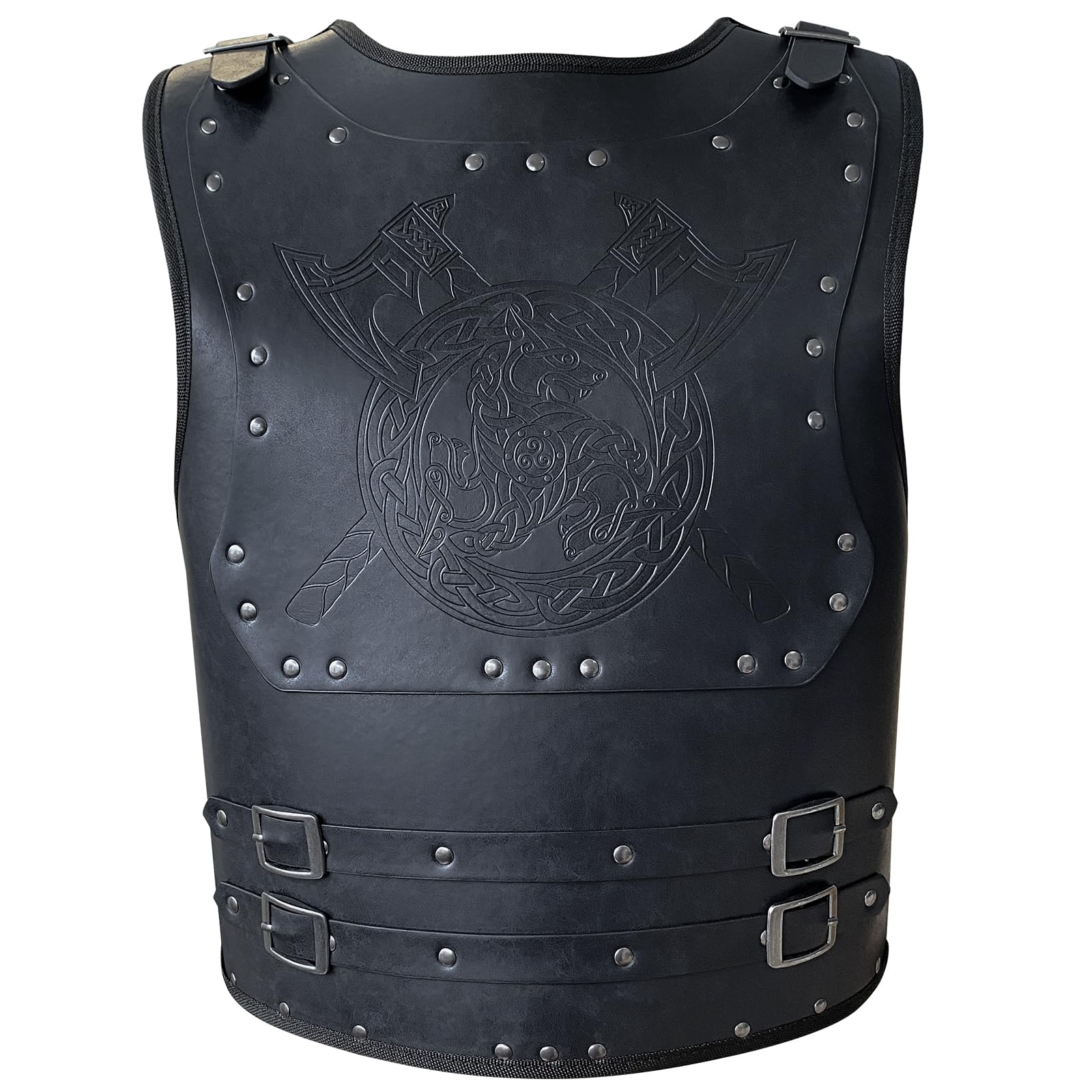 HiiFeuer Viking Warrior Retro Faux Leather Chest Armor Knight Style Medieval Armor for LARP/Cosplay (Black Axis) — image 1