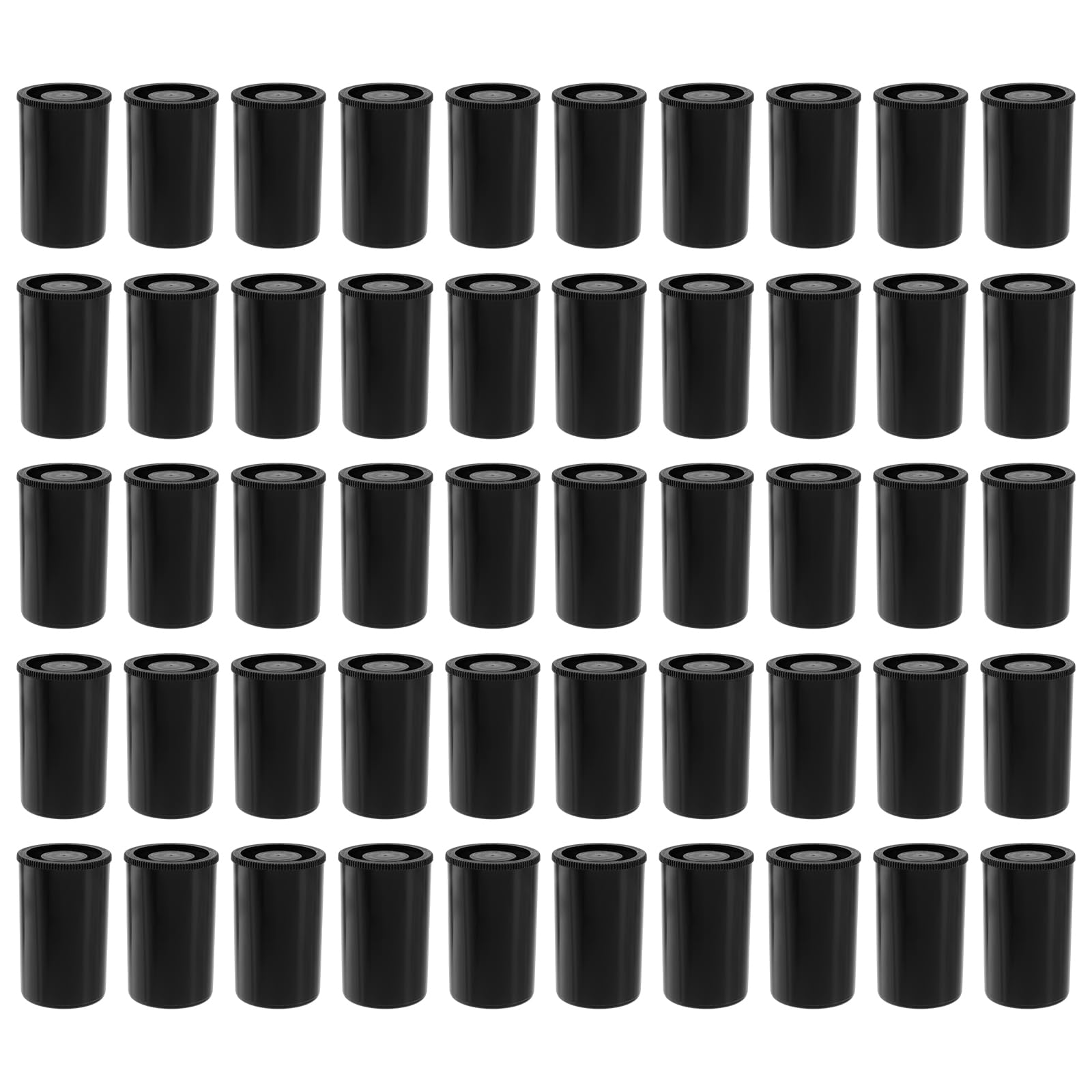 ZOENHOU Pack of 50 Film Canisters with Lids, Plastic Canister, Film Canister, Film Canister, 33 mm, Container Airtight, for Film Cans, Science Activities, Treasure Hunts, Storage, Black