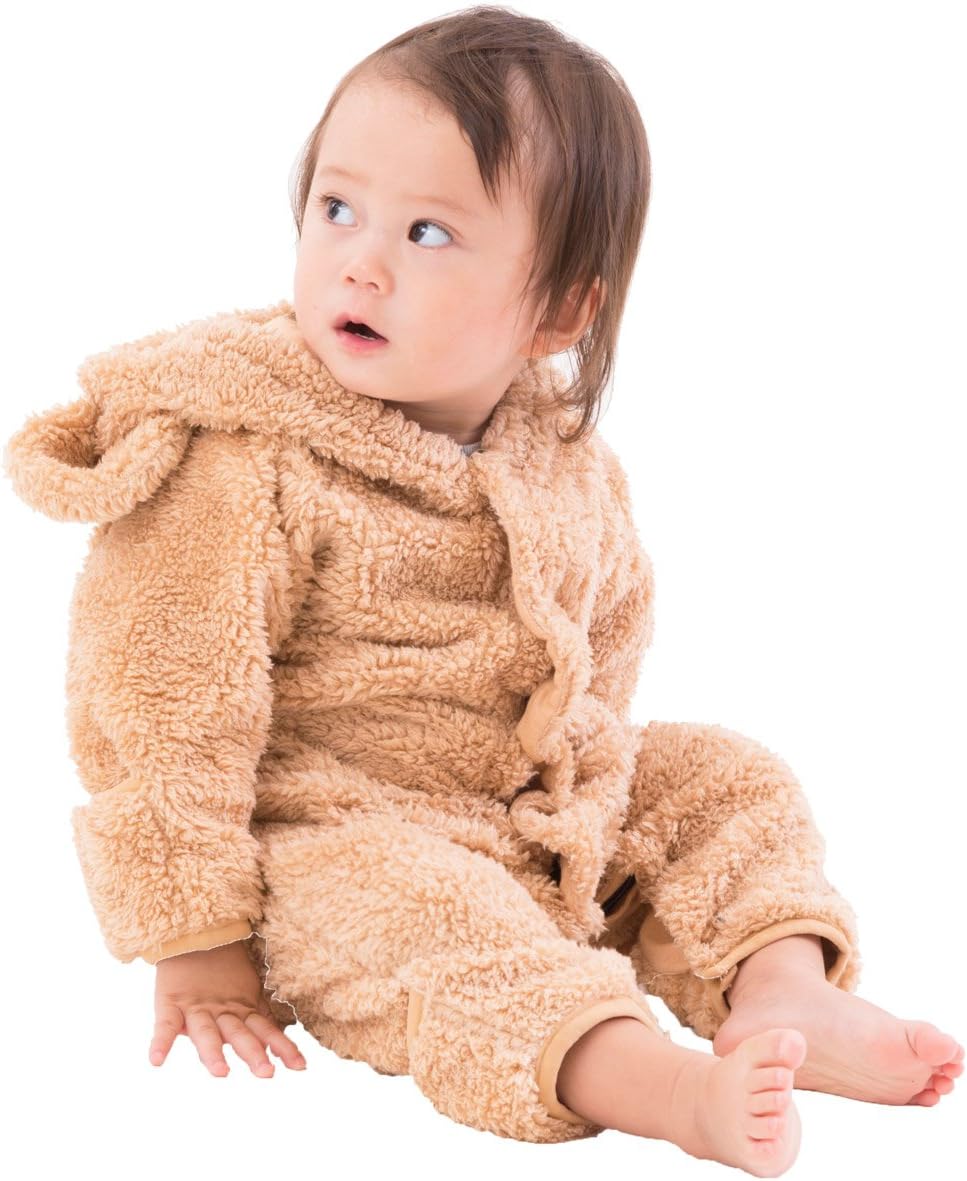 Amazon Co Jp ファンファン Funfun 着ぐるみ クマ クリスマス パーティ 赤ちゃん ベビー カバーオール ロンパース 防寒着 ボア モコモコ ギフト ベージュ 60 70cm おもちゃ
