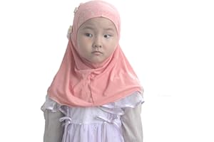 Modest Beauty girls Muslim Islamic Scarf Hijab Handmade flower lovely Rhinestone Headscarf for Kids