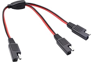 AAOTOKK SAE Y Splitter Adapter Cable SAE 1 to 2 SAE DC Power Automotive Extension Cable 2 Pin Quick Connect Disconnect Plug SAE Connector 18AwG Wire for Solar Panel Charging(30 cm-Red Black)