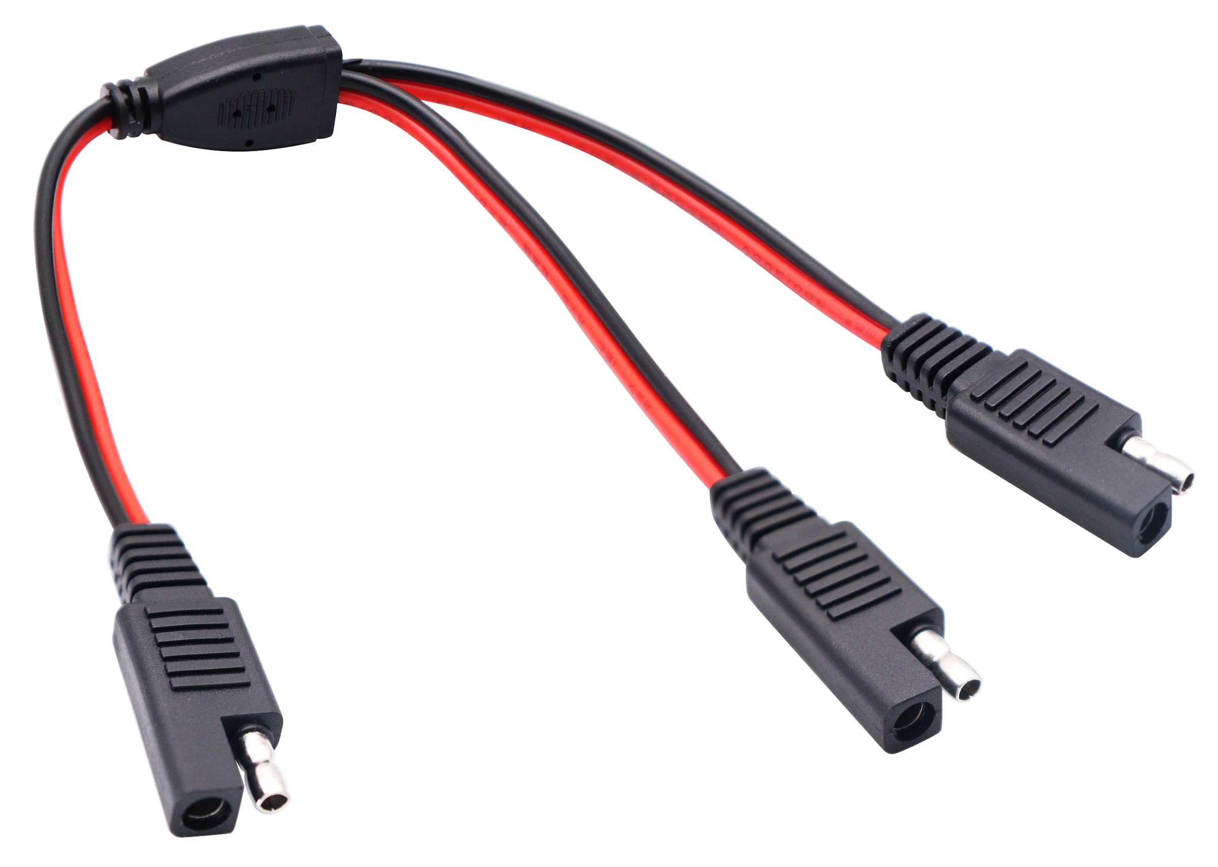 AAOTOKK 30cm/12inch Red Black SAE Y Splitter Adapter Cable, 18AWG Wire, 2 Pin Quick Connect Disconnect Plug, SAE Connector, Solar Panel Charging, GPS, Motorcycle, Car