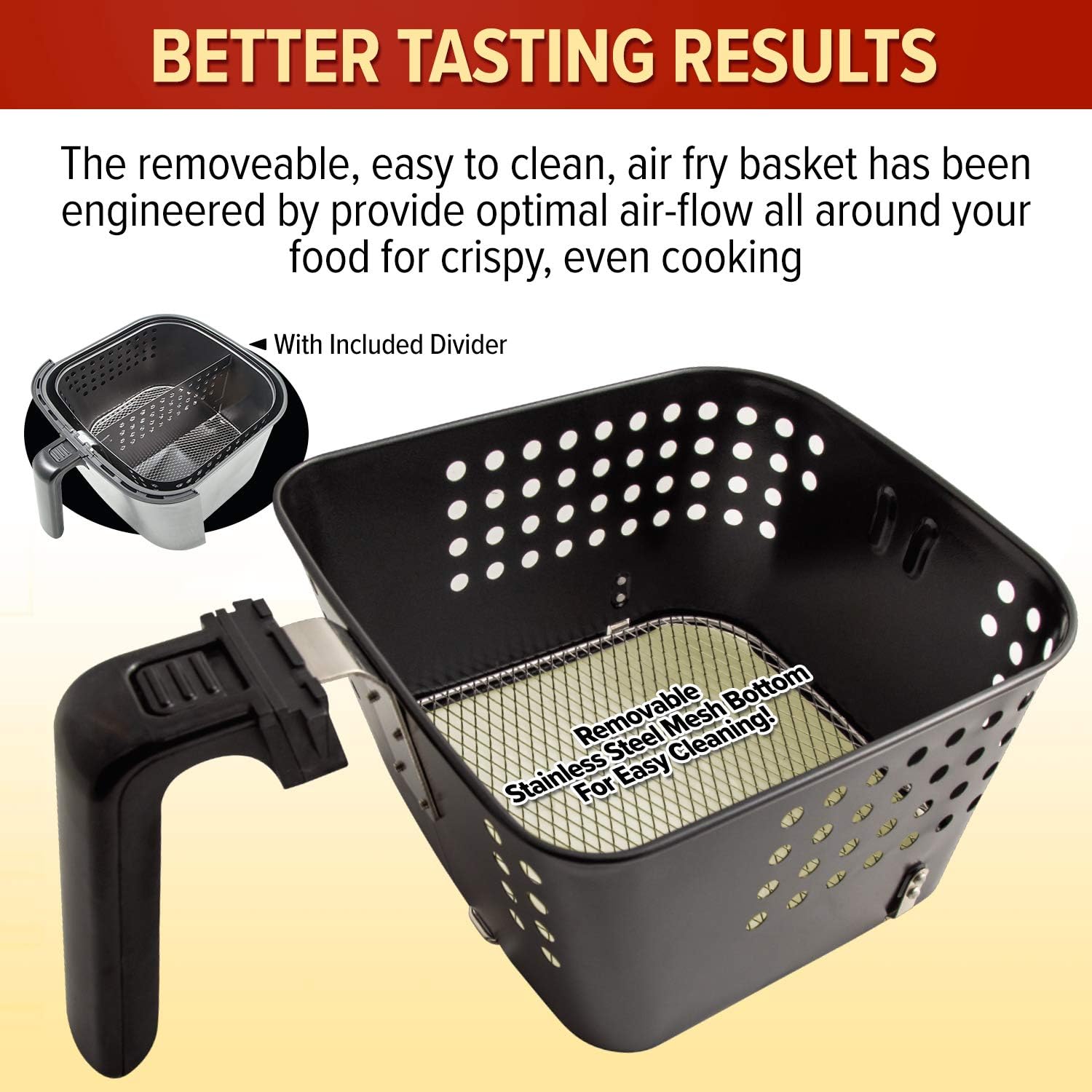 NUWAVE BRIO 6-Quart Digital Air Fryer with one-touch digital controls, 6 easy presets, precise temperature control, recipe book, basket divider, wattage control, PREHEAT & REHEAT Function: Kitchen & Dining