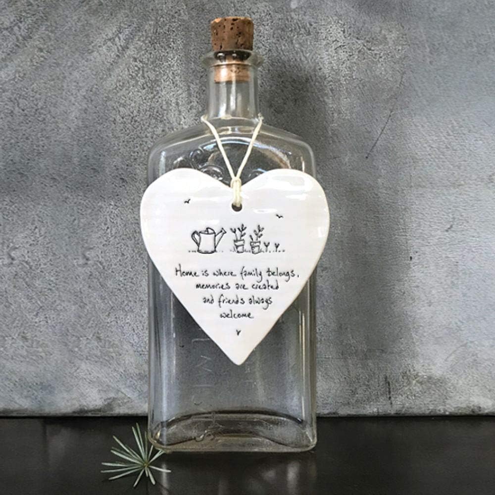 East Of India Hanging Heart Gift Home is where family belongs, White - Image 5