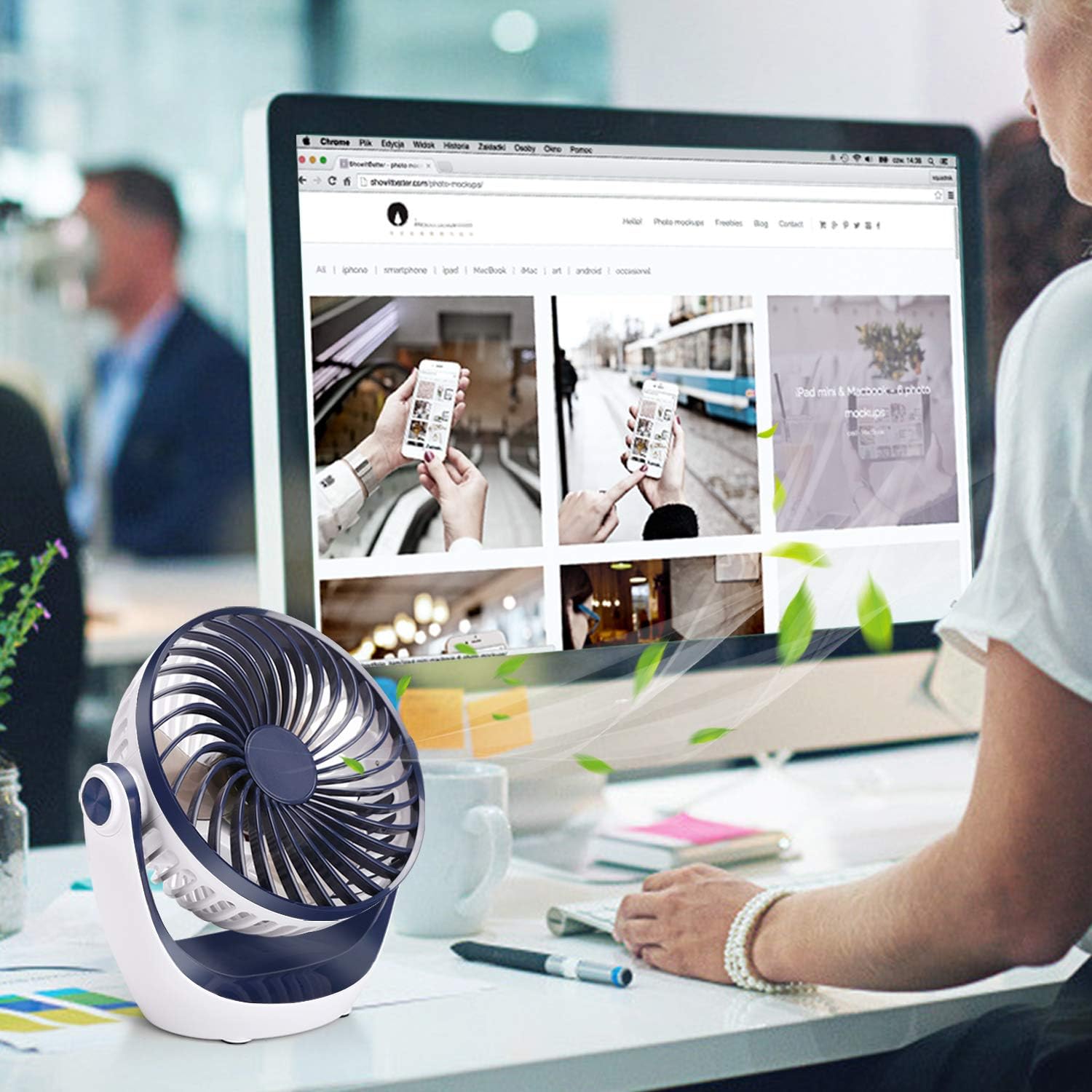 Aluan Desk Fan Small Table Fan with Strong Airflow Quiet Operation Portable Fan Speed Adjustable Head 360°Rotatable Mini Personal Fan for Home Office Bedroom Table and Desktop 5.1 Inch: Home & Kitchen
