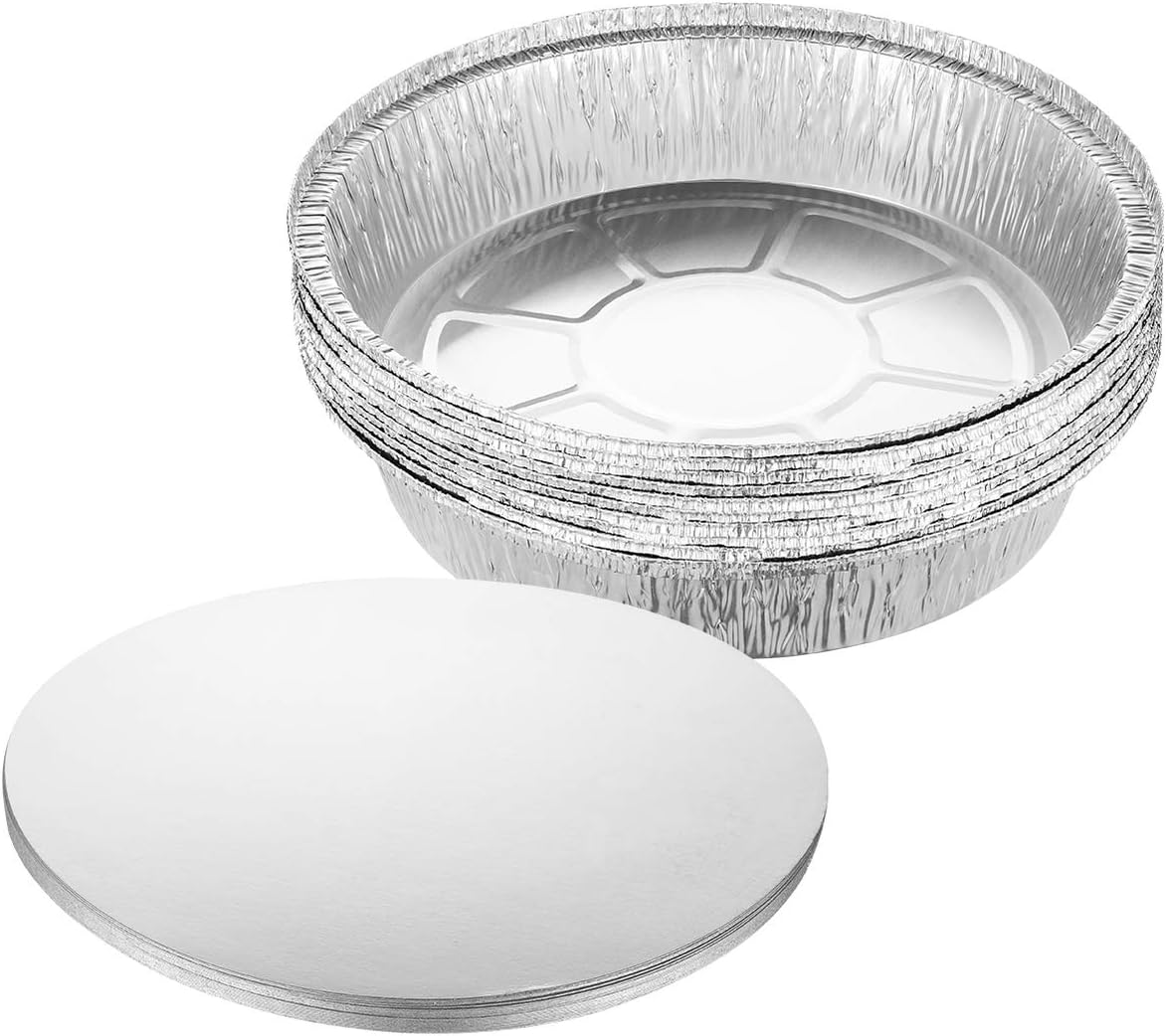 UPKOCH Bandejas de Aluminio Redondas de 20 Piezas con Tapa Bandeja de