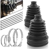 2PCS CV Boot with 4 Stainless Steel Clamps &amp; 6 Cable Ties,Waterproof &amp; Dustproof CV Axle Boot Repair Kit for Protect Axle,Universal CV Joint Boot Fits for Most Cars (2PCS)