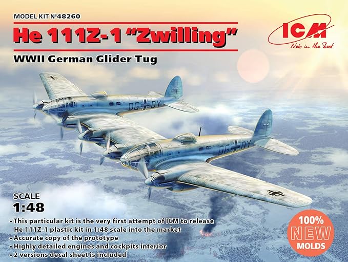 Amazon Icm 1 48スケール He 111z 1 第二次世界大戦ドイツグライダータグ プラスチックモデル組み立てキット 460 プラモデル 通販