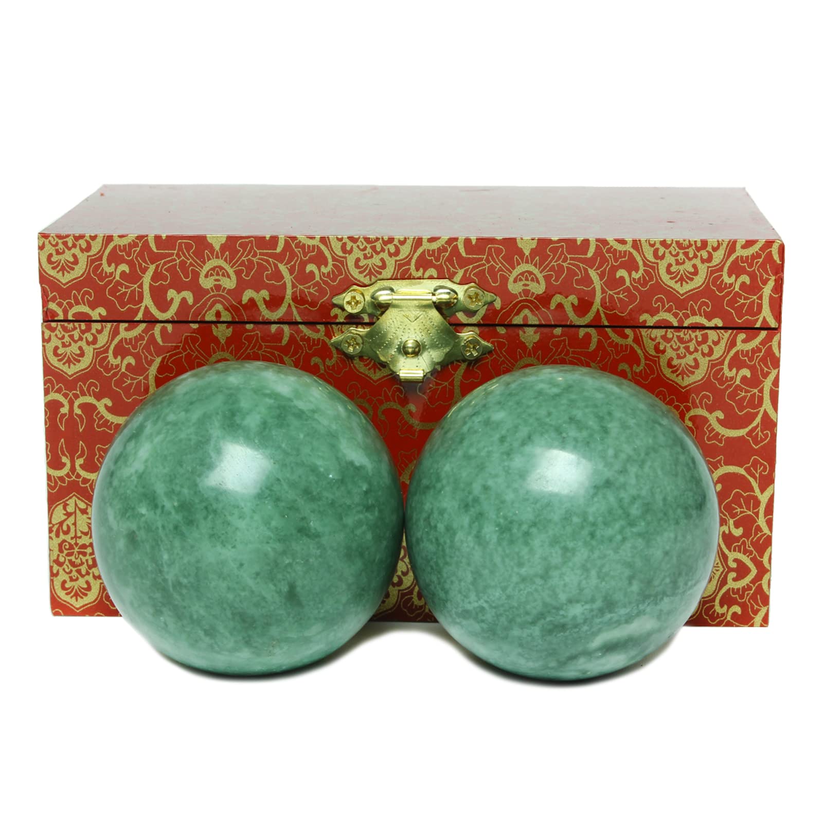STCREE 5cm Exercise Handballs Soild Marble Chinese Baoding Balls Dark Green Massage Stress Health Meditation Balls for Hand Therapy Dark Green with No Chimes TQGJST16