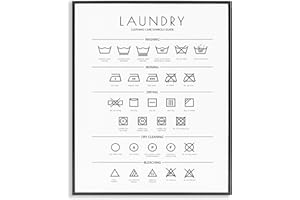 Stupell Industries Laundry Cleaning Symbols Minimal Design Framed Giclee Art Design by Martina Pavlova