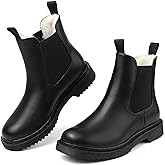 Women's Chelsea Ankle Boots Waterproof Warm Fur Lined Winter Boots Fashion Slip-On Chunky Heel Casual Elastic Booties