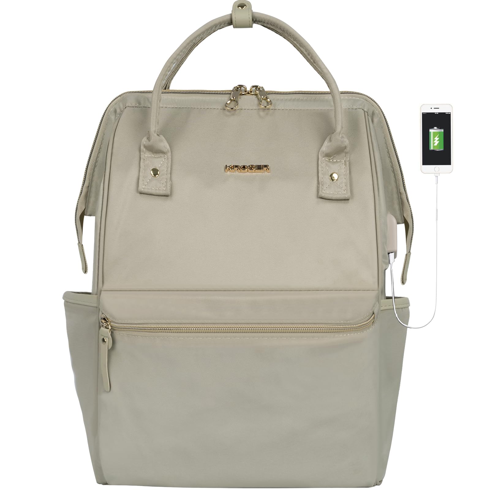 Photo 1 of (see images) KROSER Laptop Backpack 17" Stylish Backpack Water Repellent College Casual Daypack with USB Port Travel Business Work Bag for Men/Women Light khaki