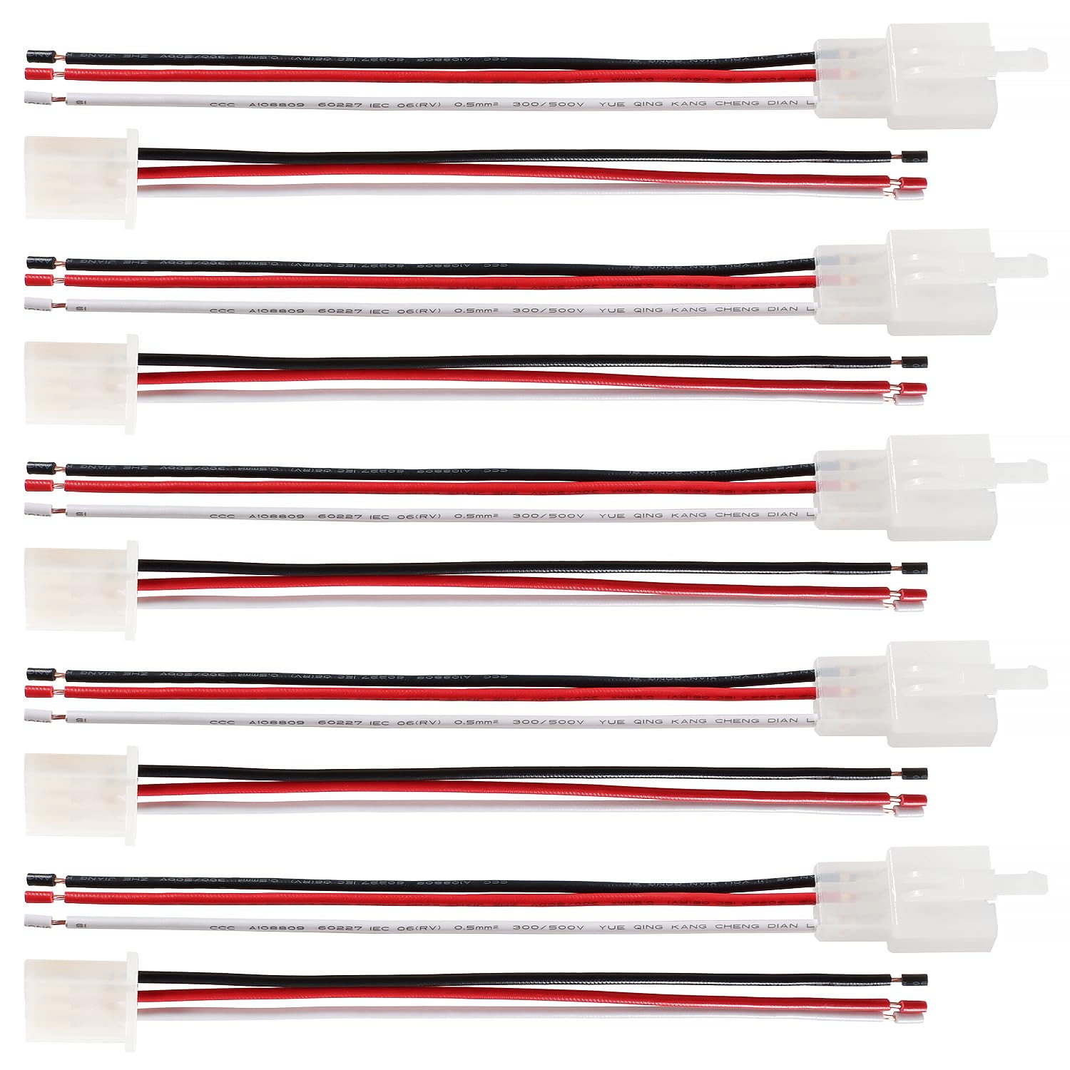 YIXISI 5 Pairs 2.8mm 3 Pin Automotive Electrical Wire Connectors, Male and Female Housing Connector with 140mm 20 AWG Cable, for Motorcycle, Bike, Car, Boats, Nylon