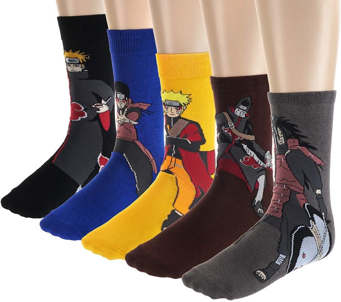 Cosplay Anime Print Socks Set 5 Pairs Size 40-45 (Colorful)