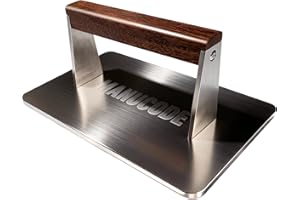 Manucode Stainless Steel Bacon Press - 3.2 LB Heavy Cooking Weight, Ideal for Flat Top Grill - Griddle Accessories for Searing Smash Burger, Steak, Sandwich - 9.25 x 5.7 Inches, Flat Bottom, Rectangle