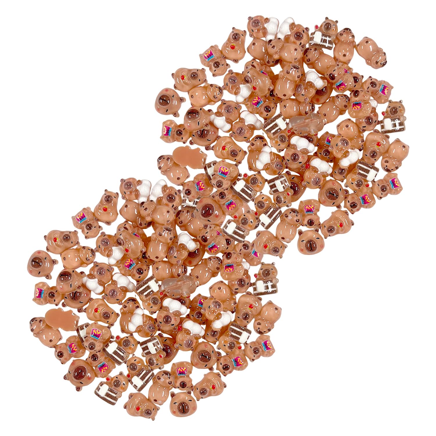 200 Pieces of Cartoon Animal Pendants, Small Capybara Ornaments, Micro-Landscape Decorations, Handmade Model Accessories.